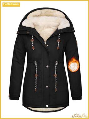 Plus Size Winter Parka Coat Fleece Lined Hooded Full Zip Water Repellent